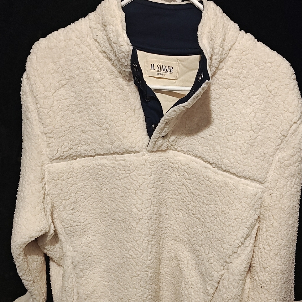 Men's Cream Zip-Up Sweater